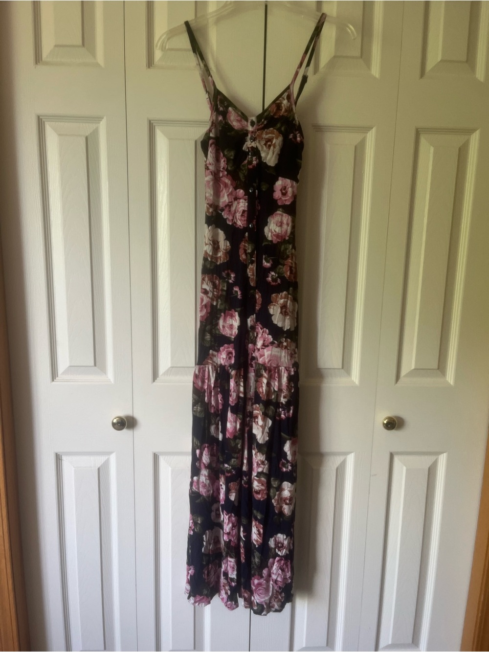 VENUS Navy Floral Maxi Dress with Pink Roses